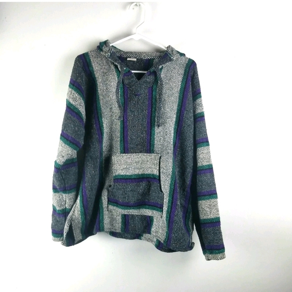 Striped Baja Hoodie with Front‎ Pocket XL